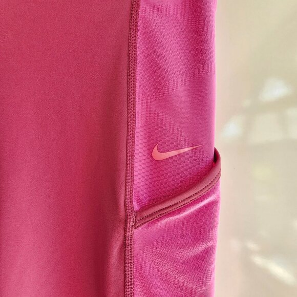 Nike Pro Womens Pink Leggings With Side Pockets, Highrise, Tight Fit, Size Small - Picture 7 of 14